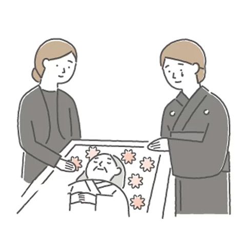 朝霞市葬儀社 アトラスが遺族と納棺を行う火葬式の見送り風景