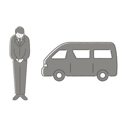 朝霞市葬儀社 アトラスの担当者が寝台車で遺体をお迎えにあがる場面